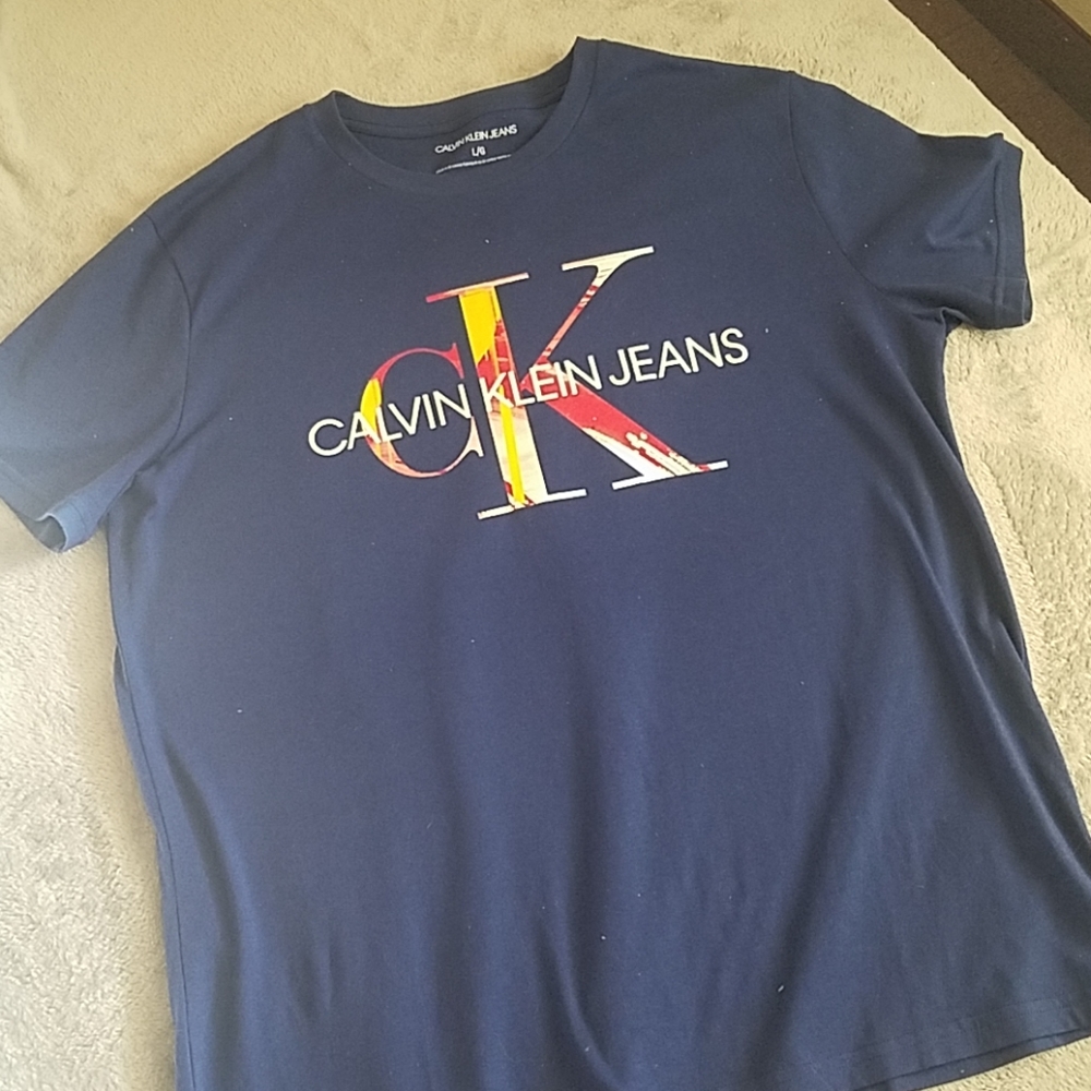 Calvin Klein Jeans logo tshirt L blue